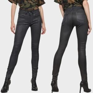G-Star RAW Lynn D-Mid Super Skinny Coated Moto Pants 28/32 Edgy Streetwear NWOT